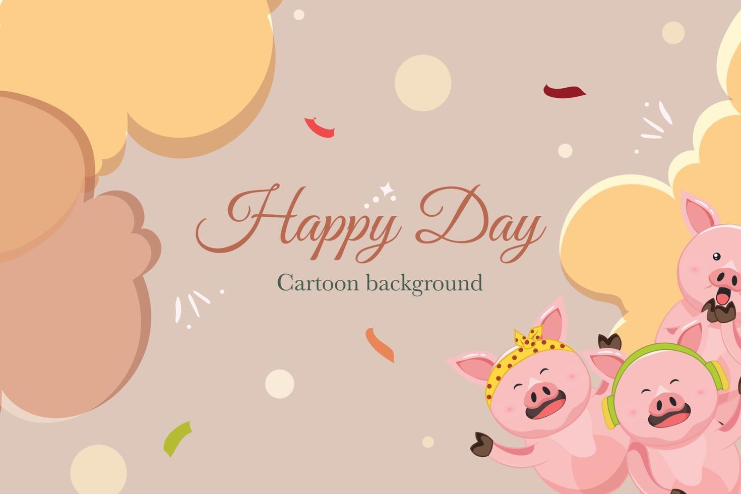 cute pig animal cartoon background vector
