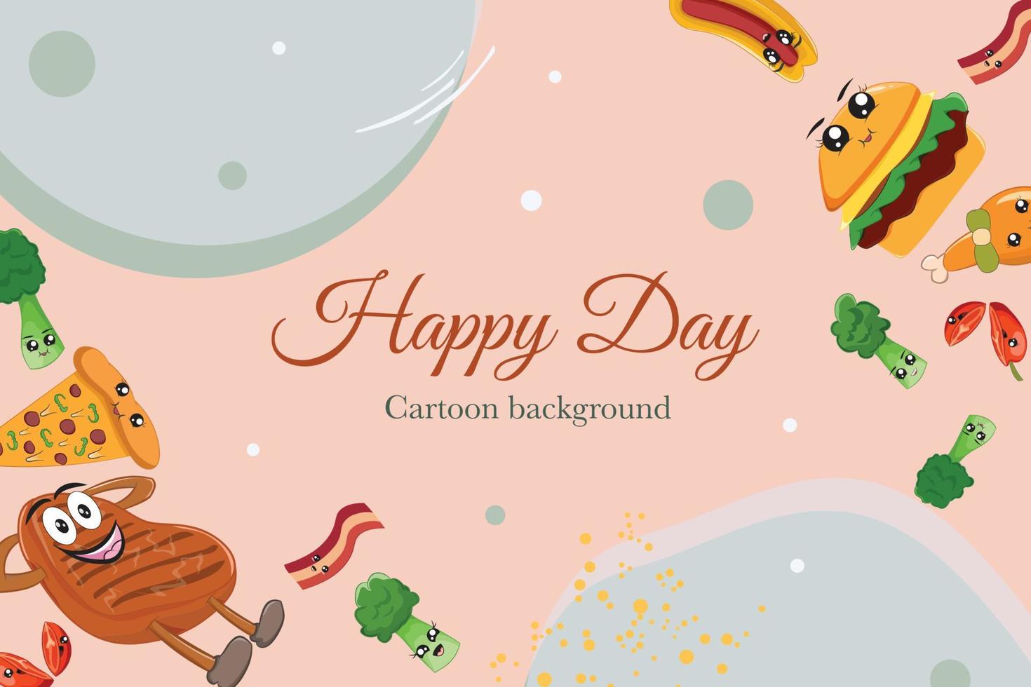 cute fast food cartoon template background card vector