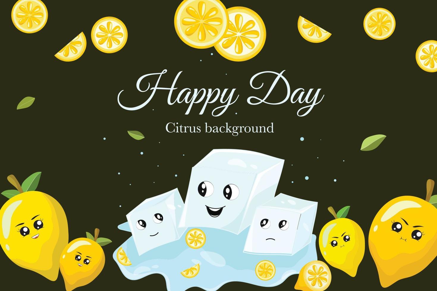cute citrus cartoon illustration template background vector