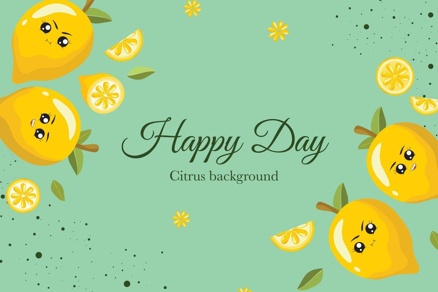 cute citrus cartoon illustration template background vector