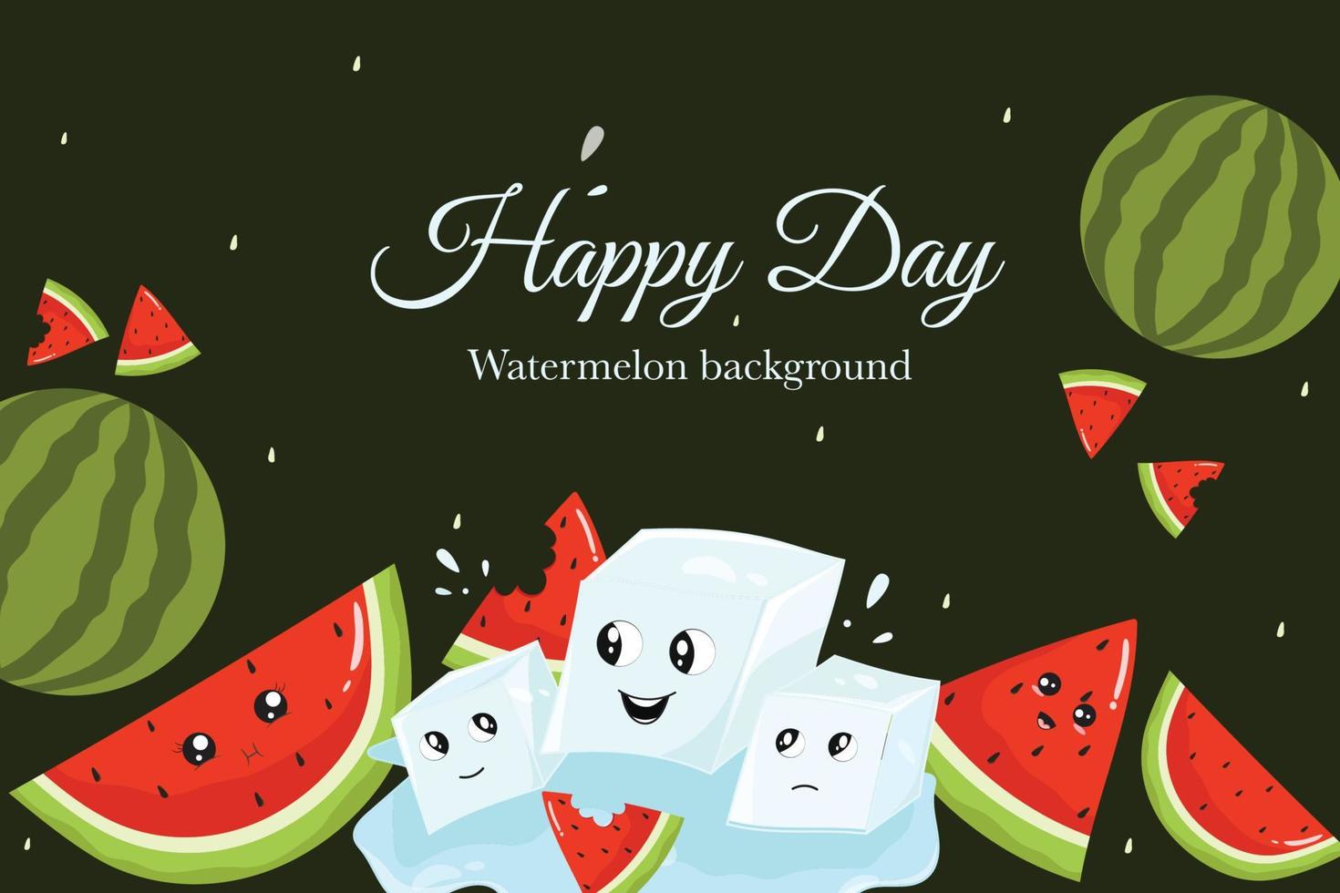 cute watermelon cartoon background vector