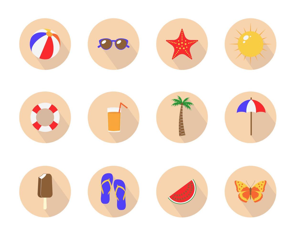 Summer symbols. Beach and resort recreation items set of highlights. vector