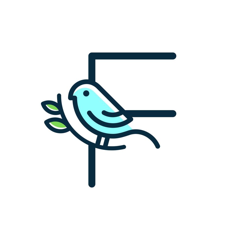 Initial F Blue Bird vector