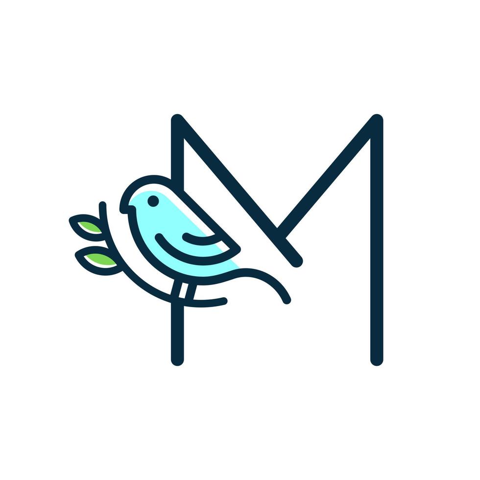 Initial M Blue Bird vector