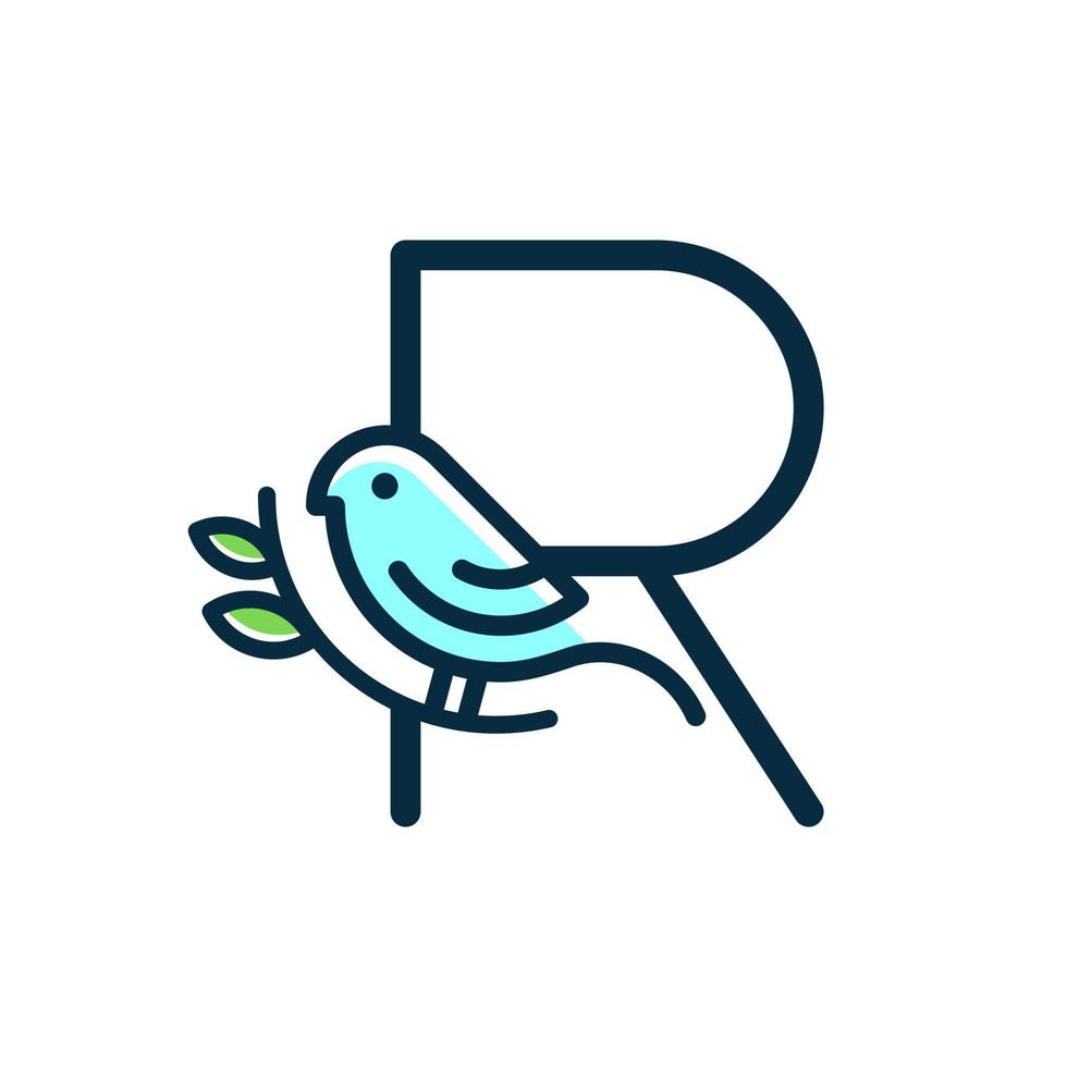 Initial R Blue Bird vector