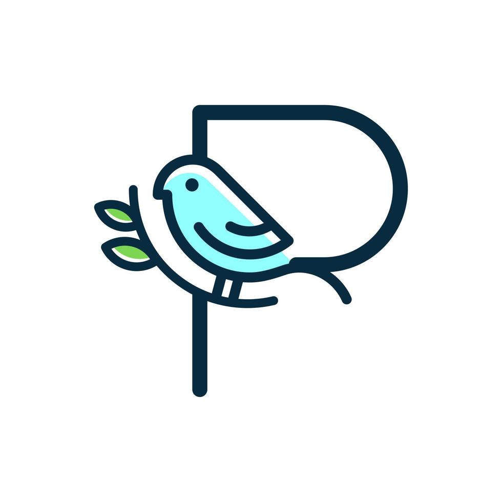 Initial P Blue Bird vector