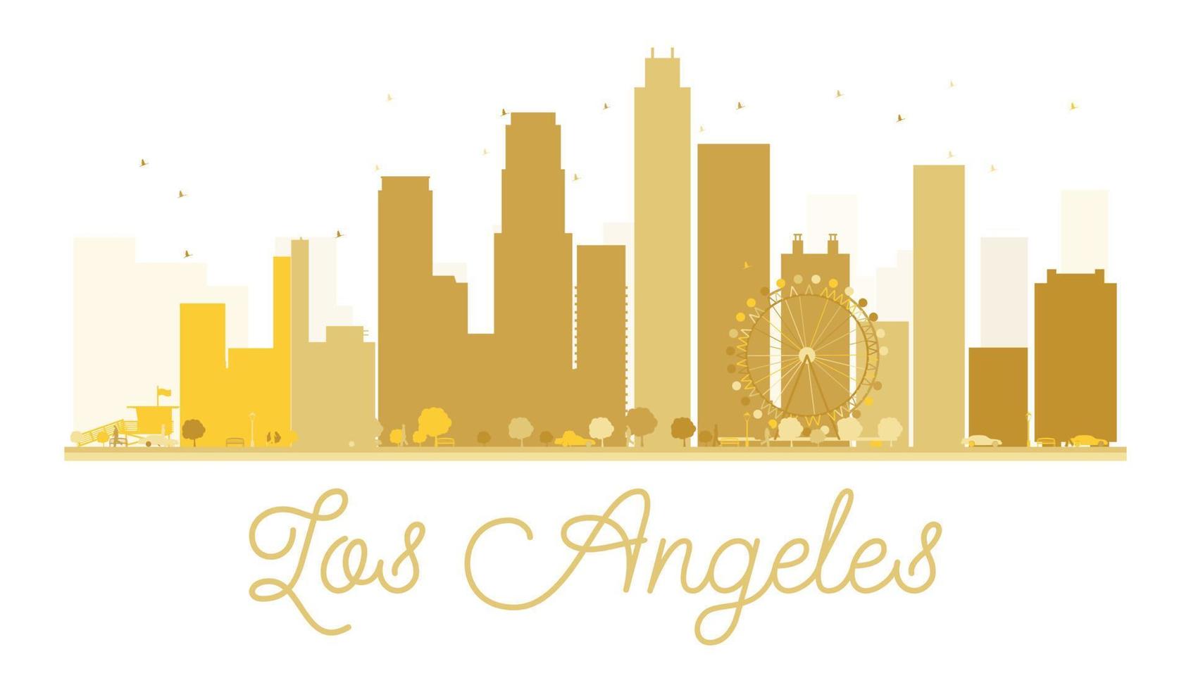 Los Angeles City skyline golden silhouette. vector