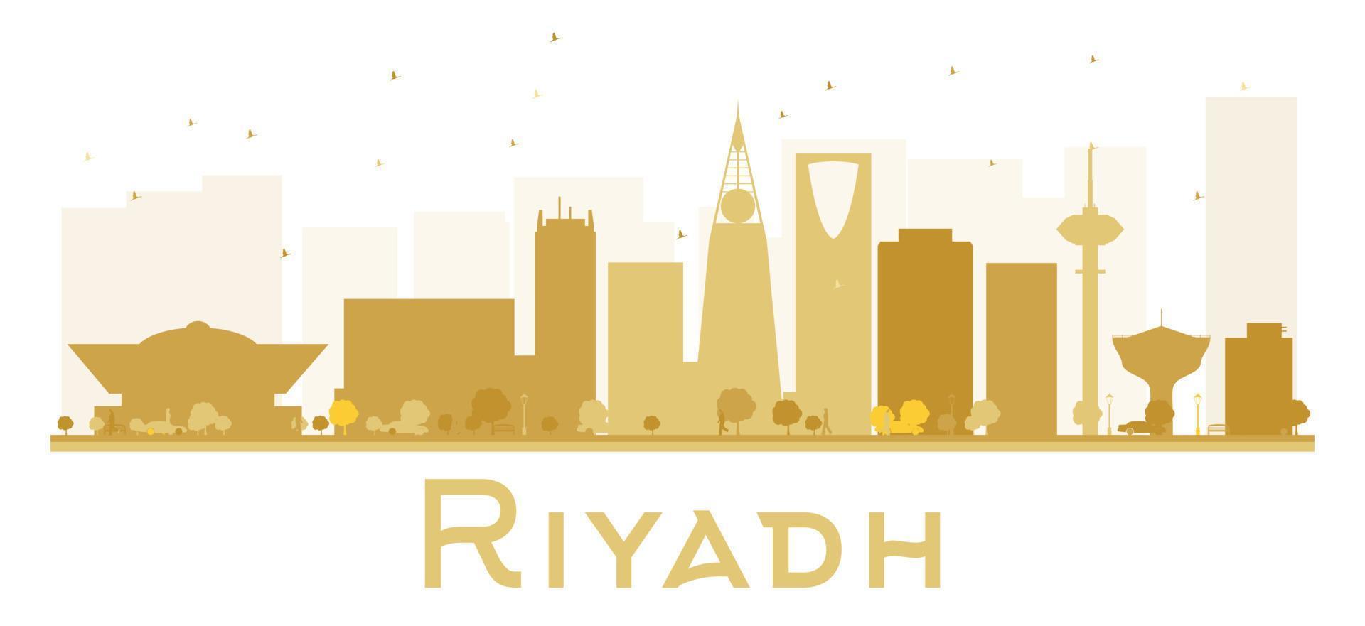 Riyadh City skyline golden silhouette. vector