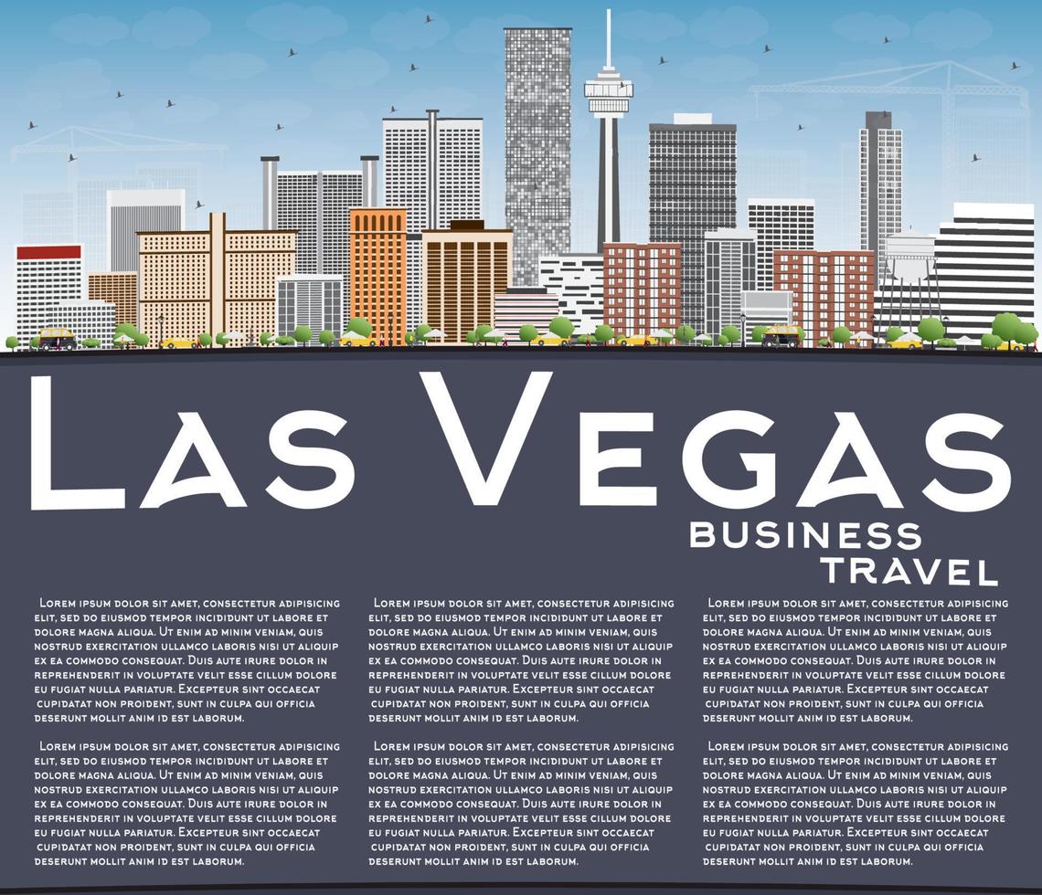 Las Vegas Skyline with Gray Buildings, Blue Sky and Copy Space. vector