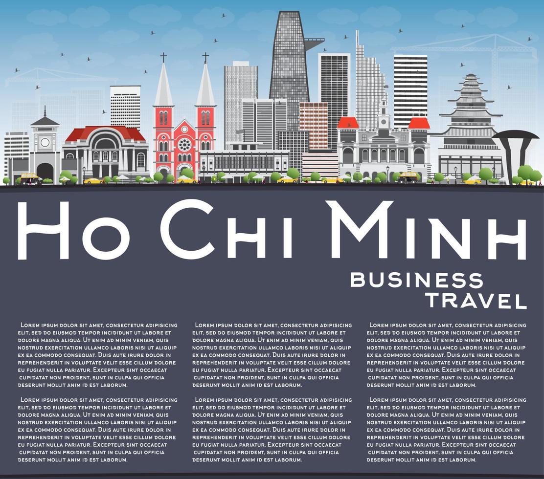 Ho Chi Minh Skyline with Gray Buildings and Copy Space. vector