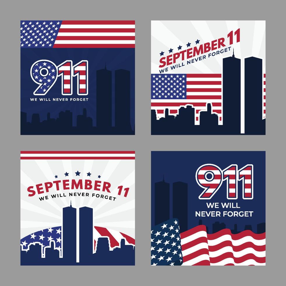 911 Memorial Day Social Media Post Template vector