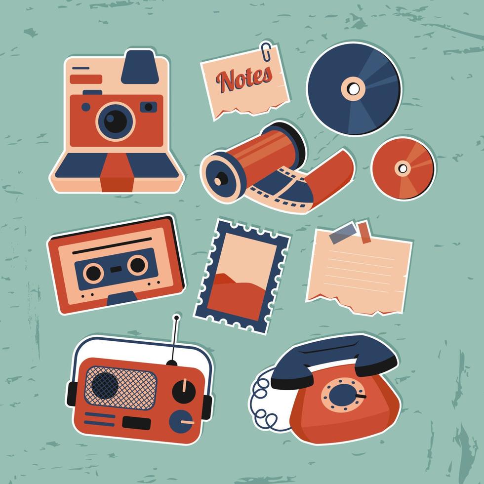 Vintage Journal Sticker Set vector