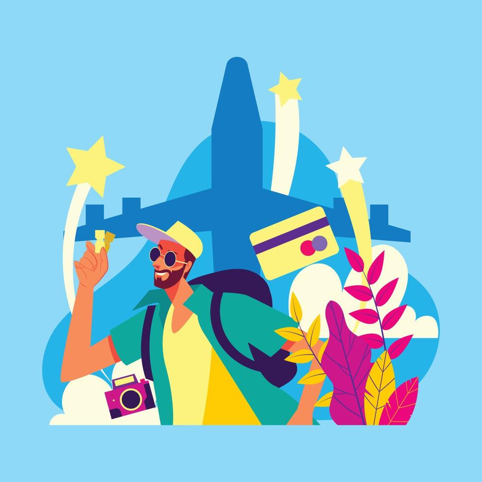 A Man Celebrating World Tourism Day vector