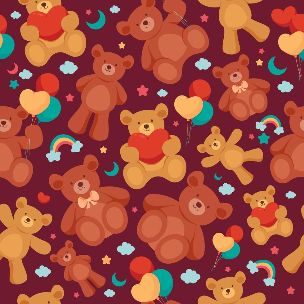 Teddy Bear Seamless Background vector