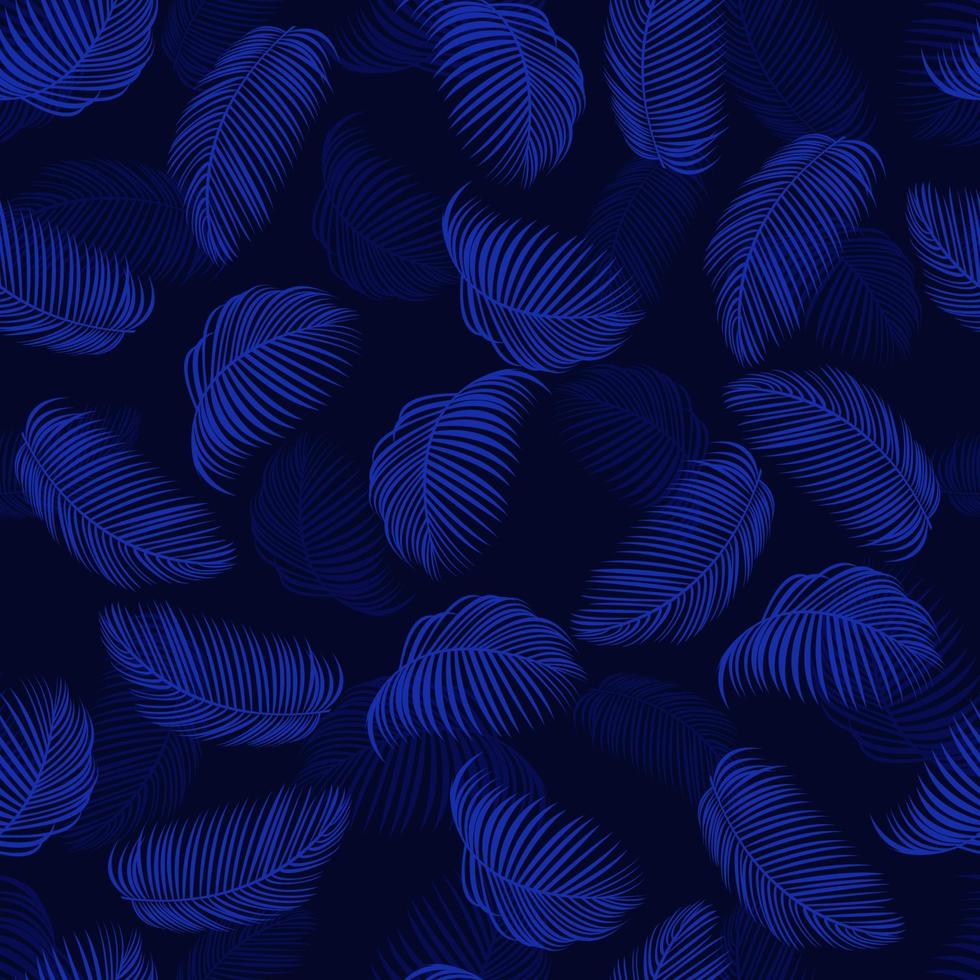 Tropical palms seamless pattern in blue vector