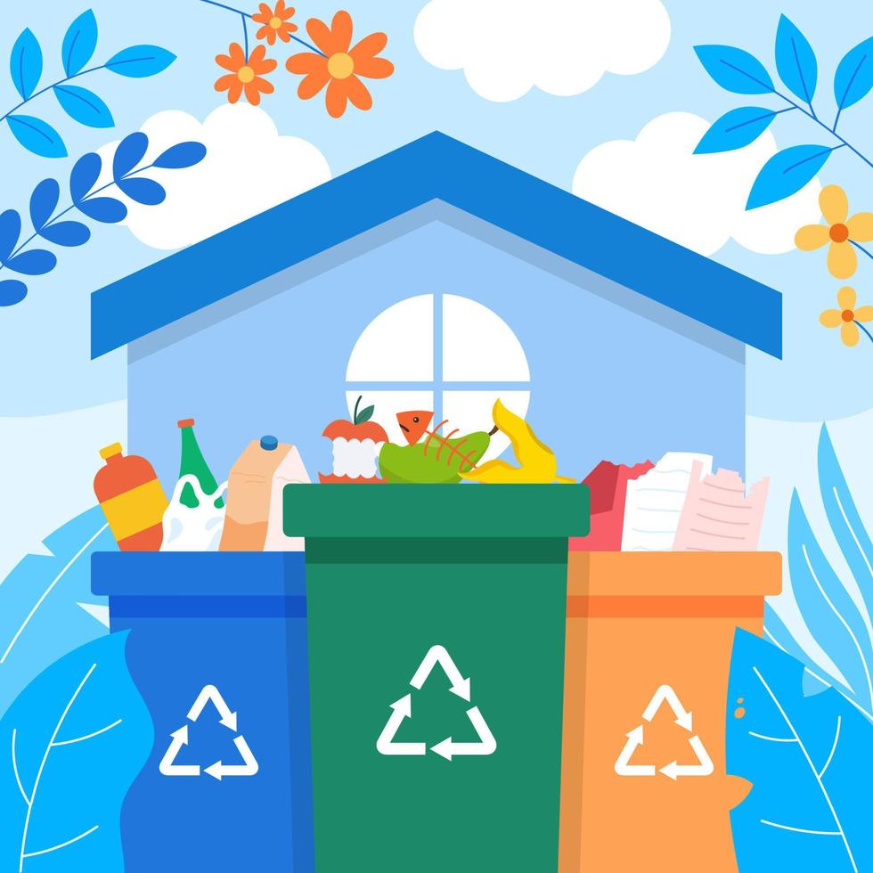 fondo de reciclaje en casa para publicación o feed en redes sociales vector