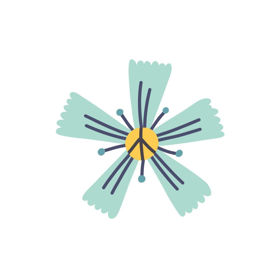 Retro peace blue flower vector