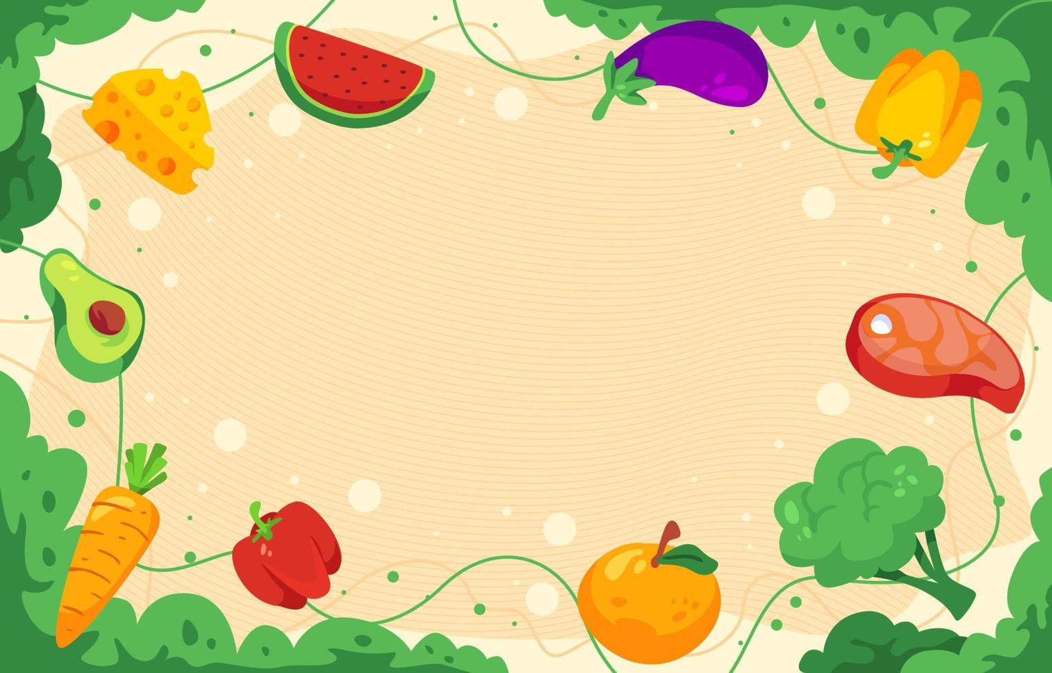 fondo de compras de frutas y alimentos orgánicos vector