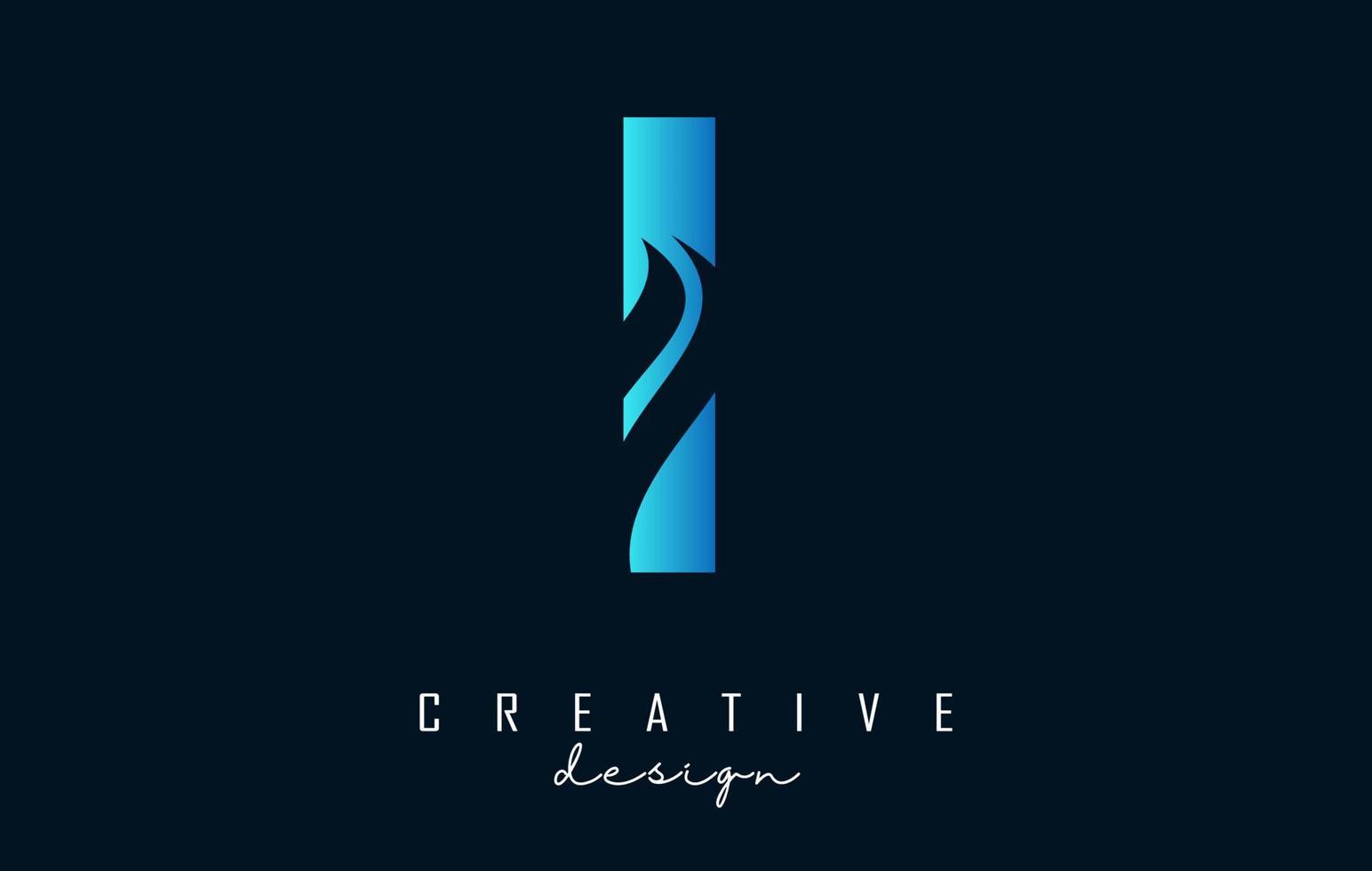 Letter I logo with negative space design and creative wave cuts. Letter