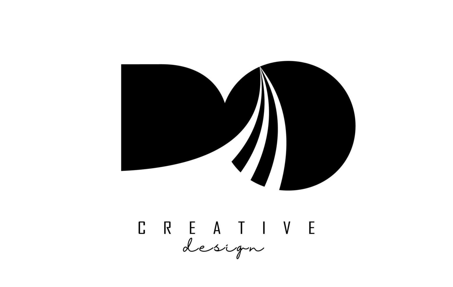 Creative black letters Do d o logo with leading lines and road concept design. Letters with geometric design. vector