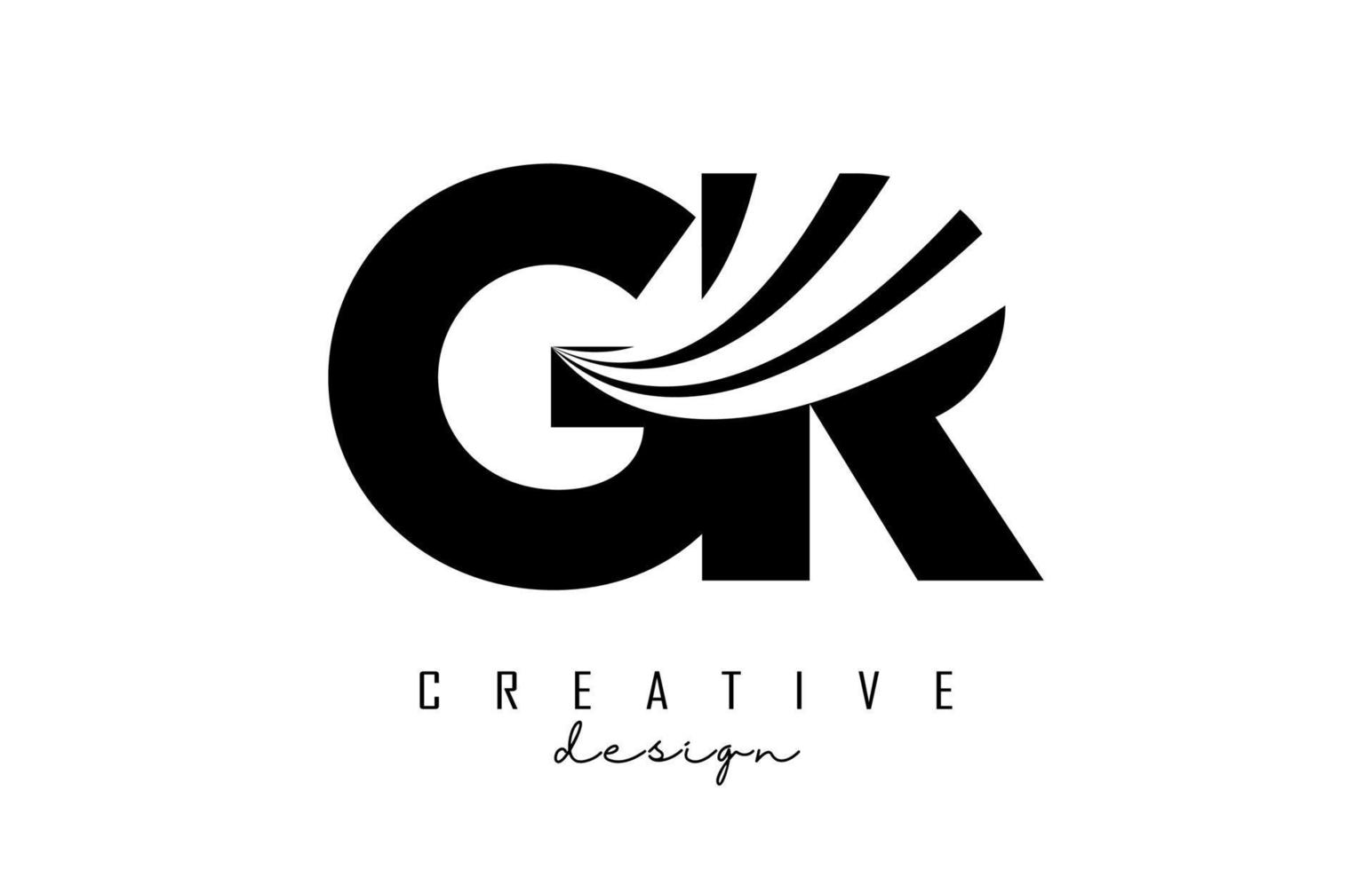 logotipo creativo de letras negras gr gr con líneas principales y diseño de concepto de carretera. letras con diseño geométrico. vector