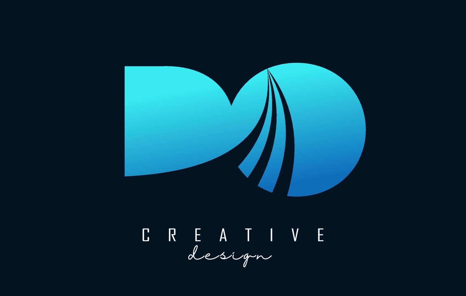 Creative blue letters Do d o logo with leading lines and road concept design. Letters with geometric design. vector