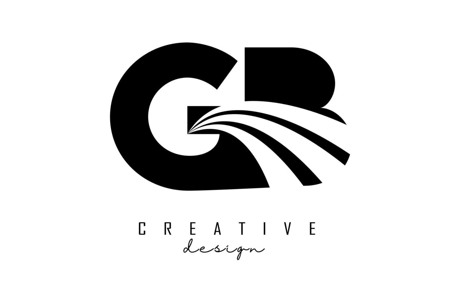 Logotipo creativo de letras negras gb gb con líneas principales y diseño de concepto de carretera. letras con diseño geométrico. vector