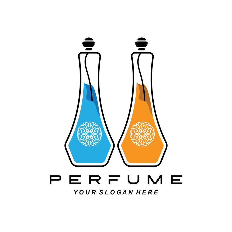 diseño de logotipo de botella de perfume de lujo, ilustración para cosméticos, belleza, salón, productos de empresa, vector