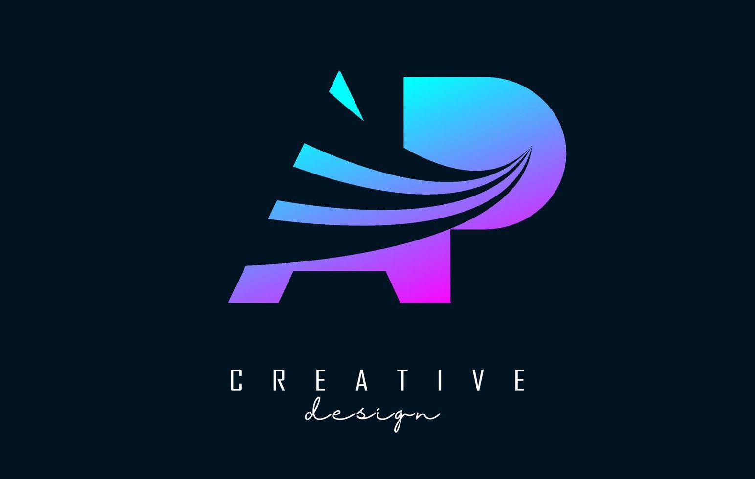 Creative colorful letters Ap A p logo with leading lines and road concept design. Letters with geometric design. vector