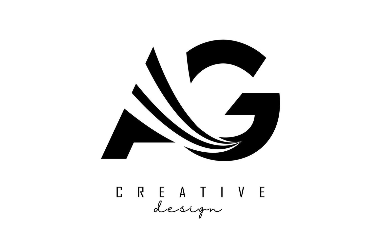 logotipo creativo de letras negras ag ag con líneas principales y diseño de concepto de carretera. letras con diseño geométrico. vector