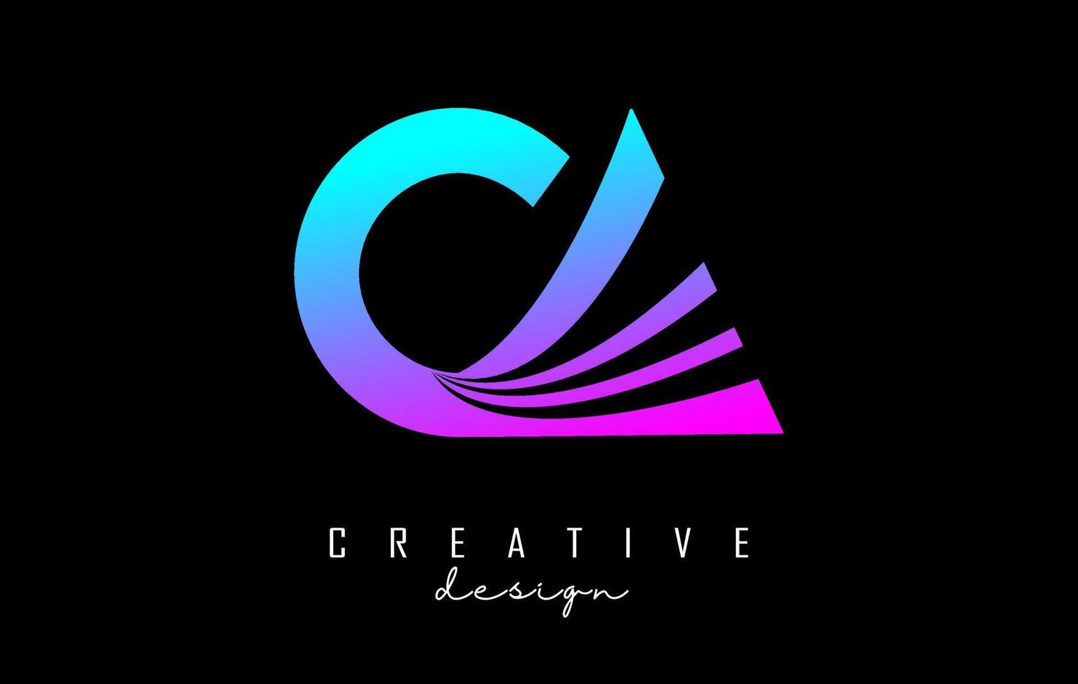 Creative colorful letters CA c a logo with leading lines and road concept design. Letters with geometric design. vector