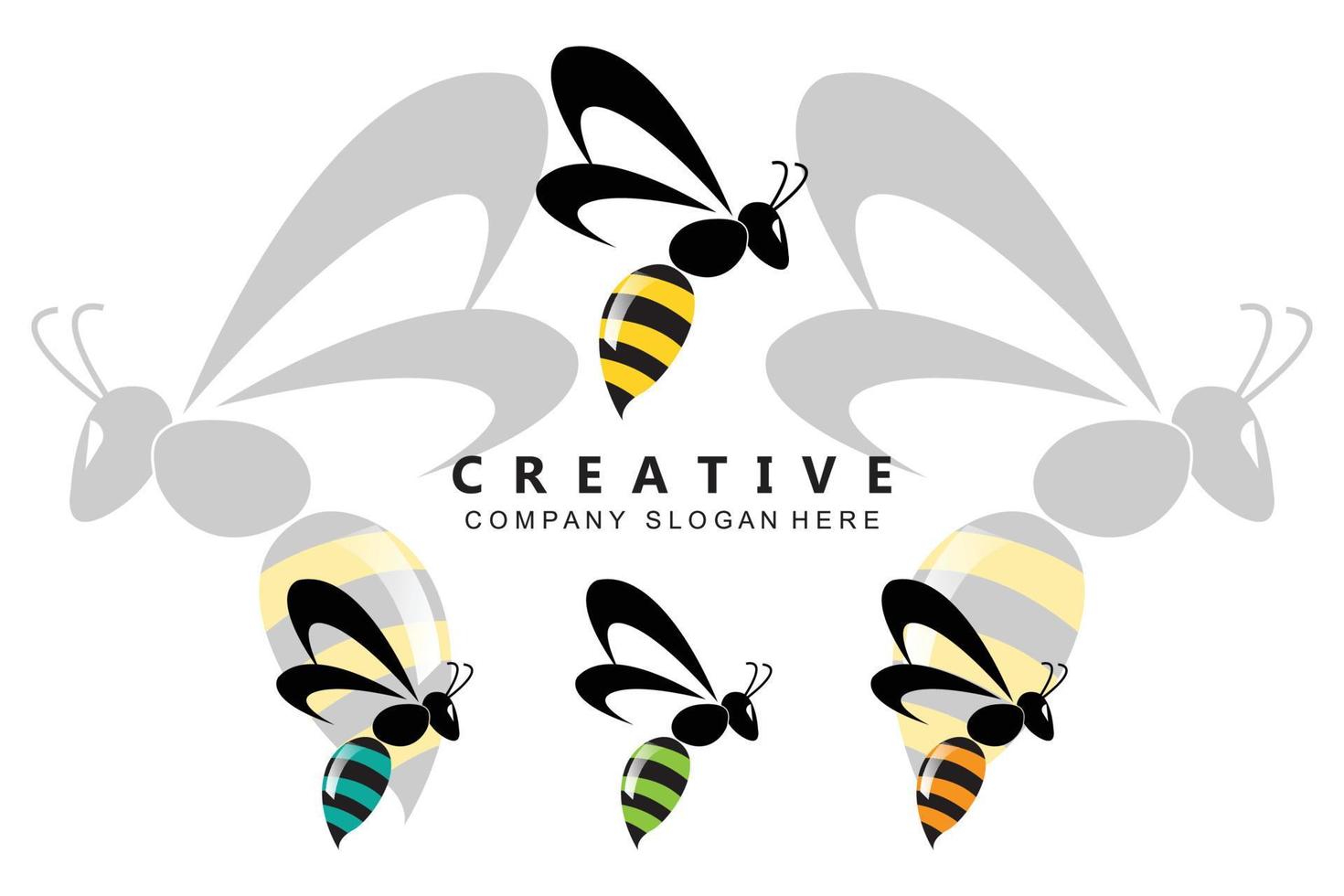 simple yellow honey bee free icon vector logo