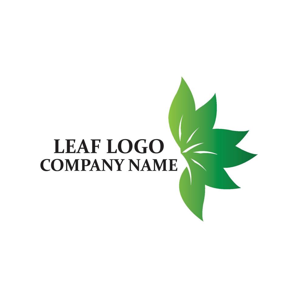 logotipo de vector de icono de hoja verde simple