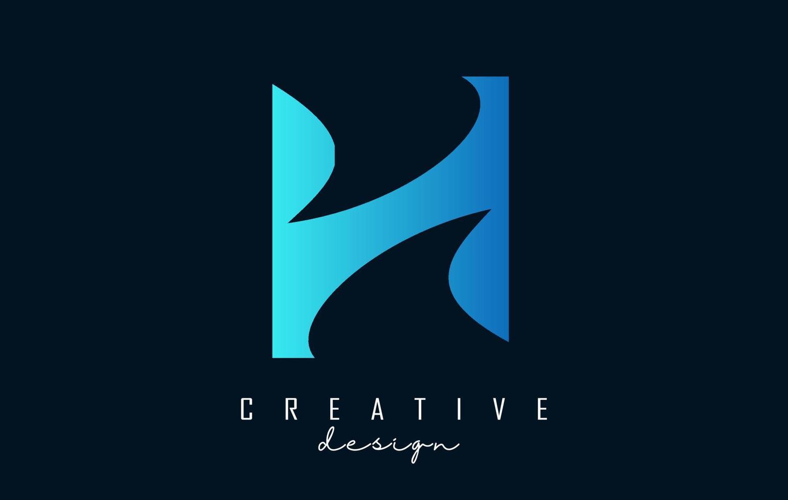 logotipo de letra h con diseño de espacio negativo y cortes de ondas creativas. carta con diseño geométrico. vector