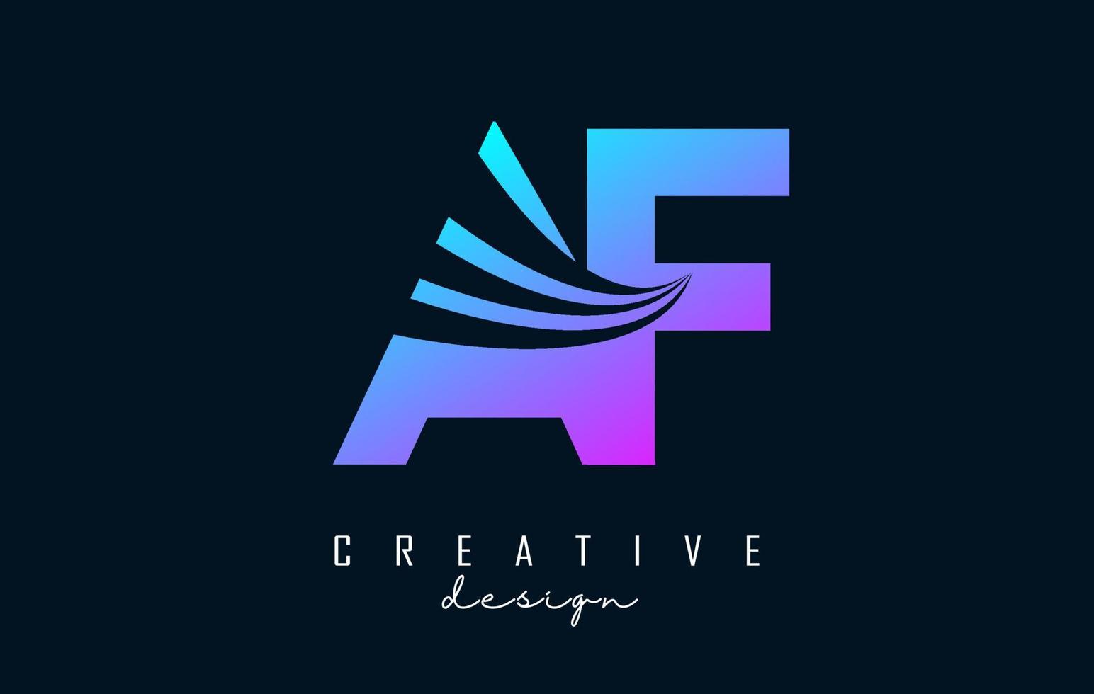 Creative colorful letters Af a f logo with leading lines and road concept design. Letters with geometric design. vector