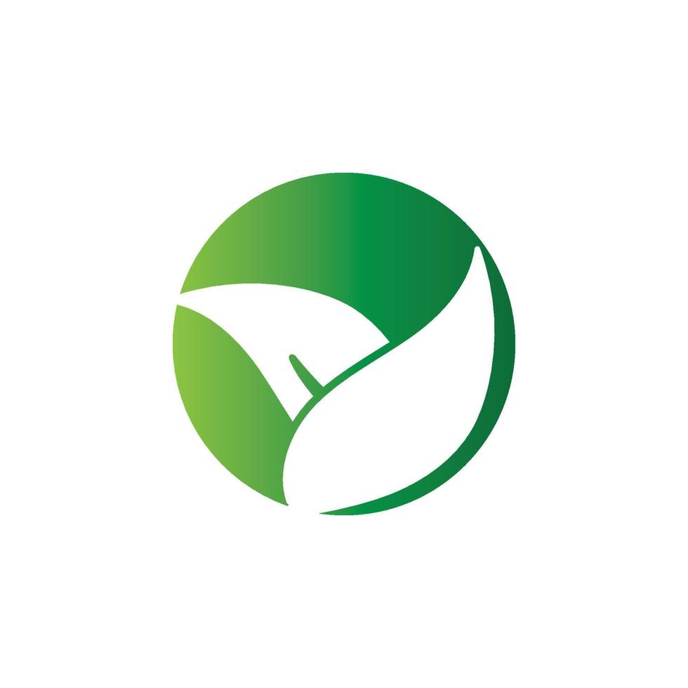 Simple green leaf icon vector logo