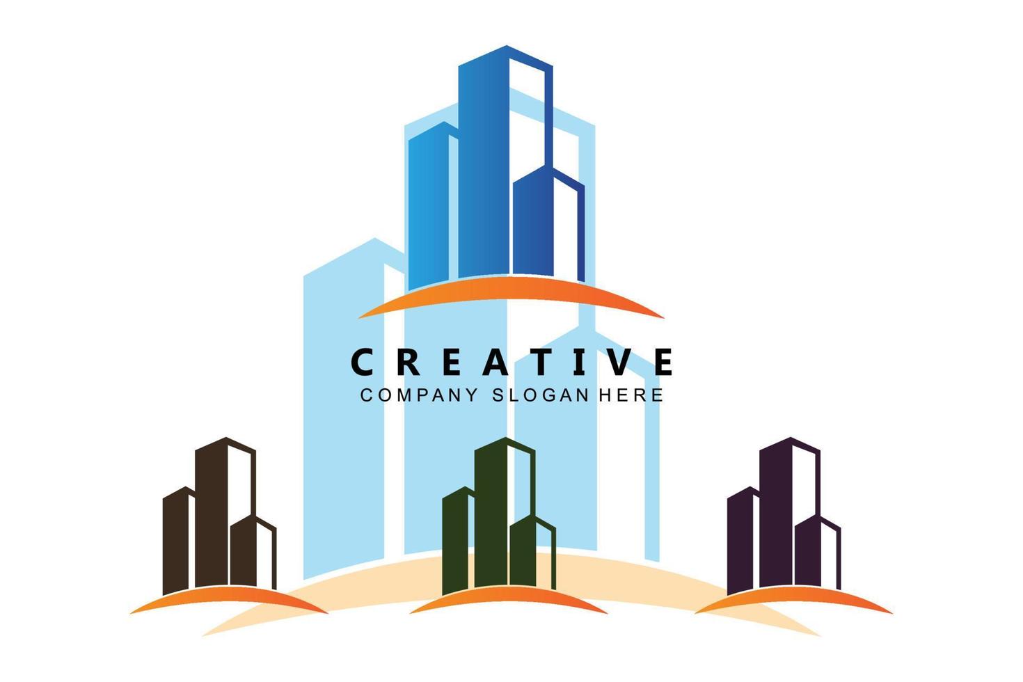 City Skyline,Skyscraper for Urban Real Estate Building Logo Design Vector