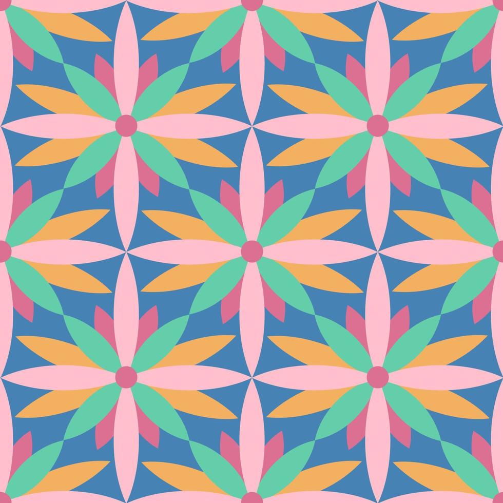 Bright damask pattern on a blue background. vector