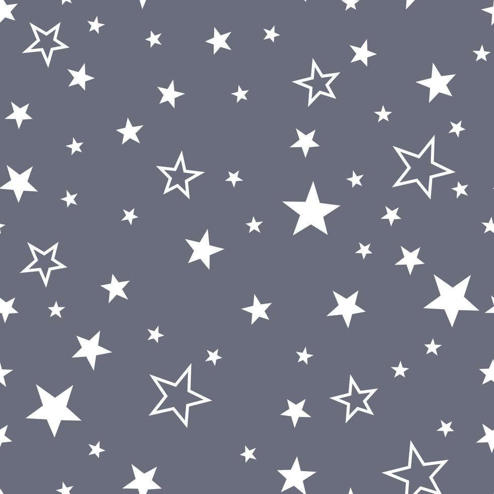 Stars seamless pattern. Grey and white star design for baby and kids pattern for print or fabric. vector
