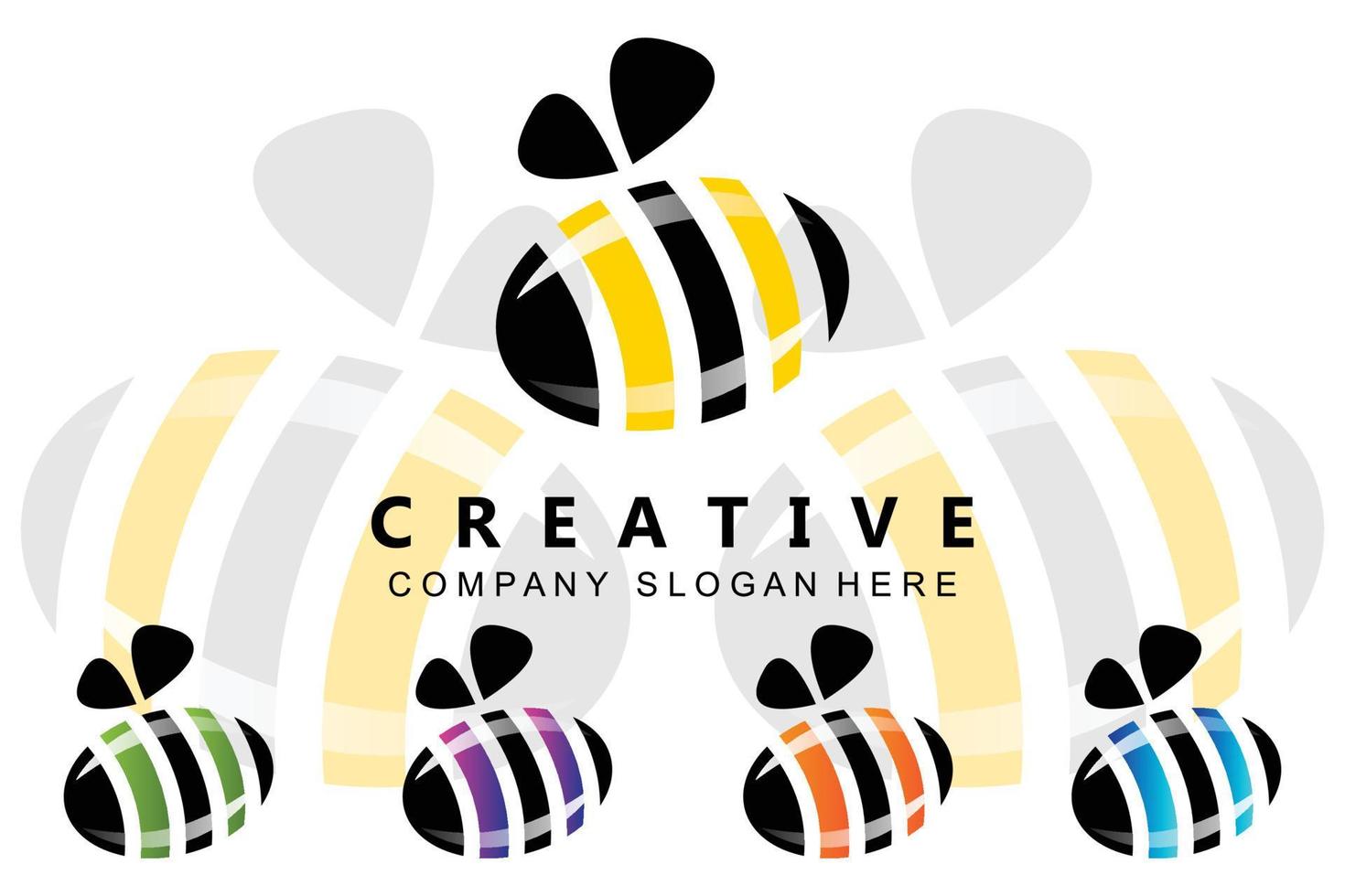 simple yellow honey bee free icon vector logo