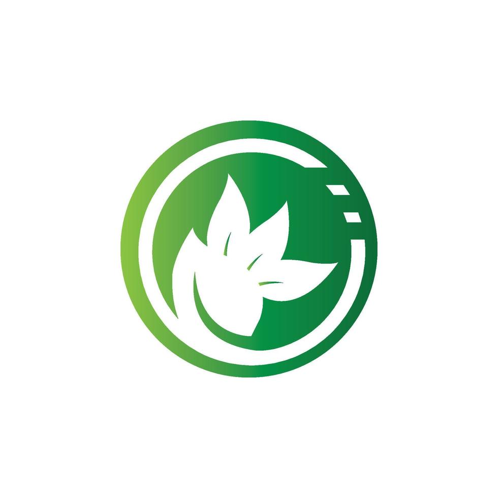 Simple green leaf icon vector logo