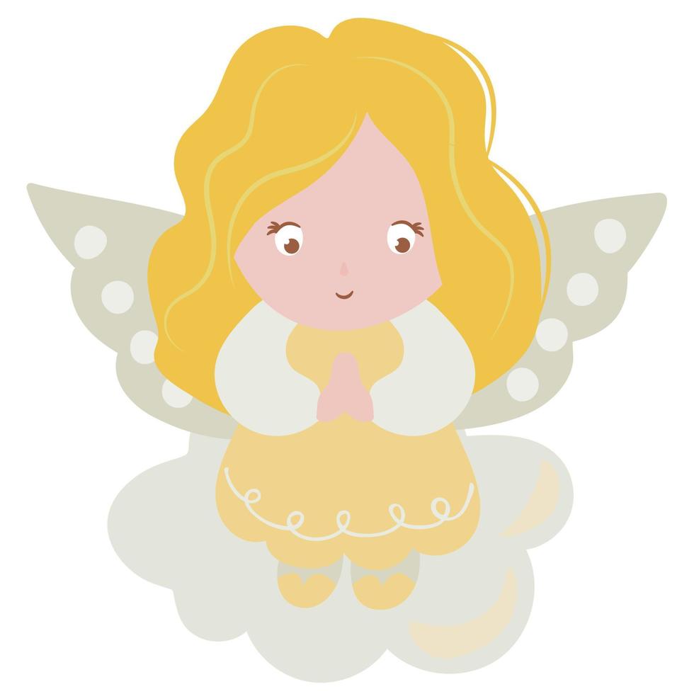 lindo ángel dibujado. fondo blanco, aislar. vector