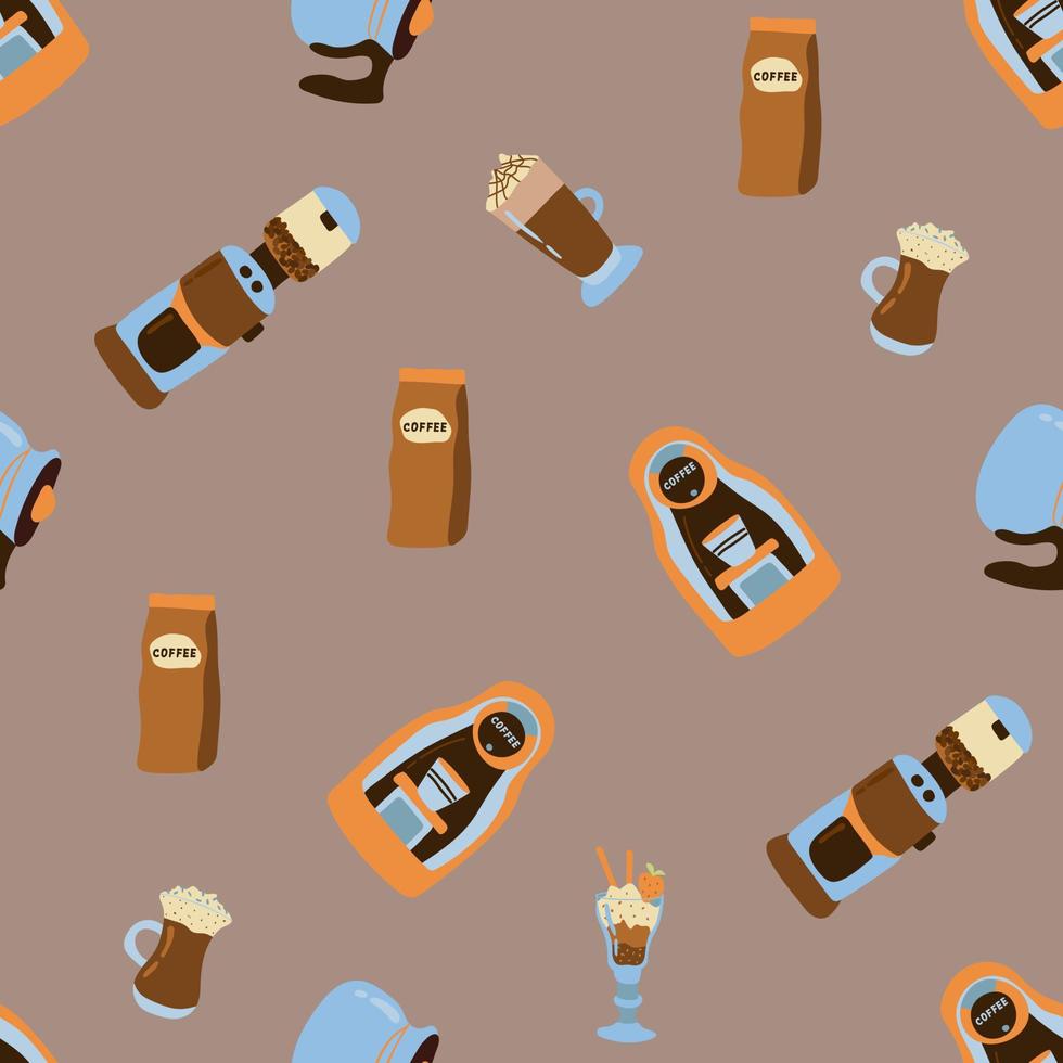 Coffee seamless pattern. Design for fabric, textile, wallpaper, packaging. vector