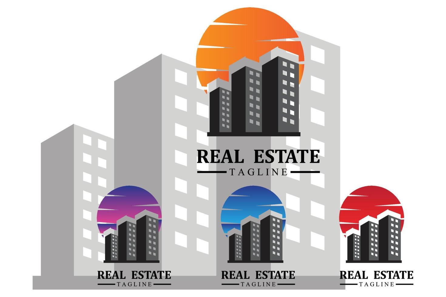 Urban building construction logo icon symbol, house, apartment, city view vector