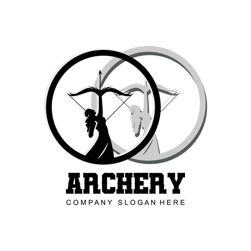 Athena Minerva Silhouette with , Royal archer Logo Design vector