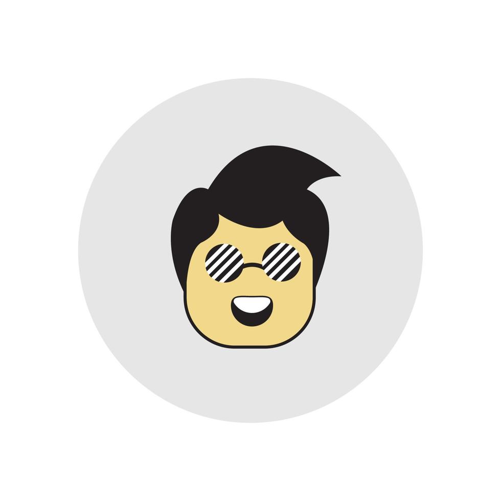 símbolo de vector de logotipo de dibujos animados de cara de hombre que muestra expresión