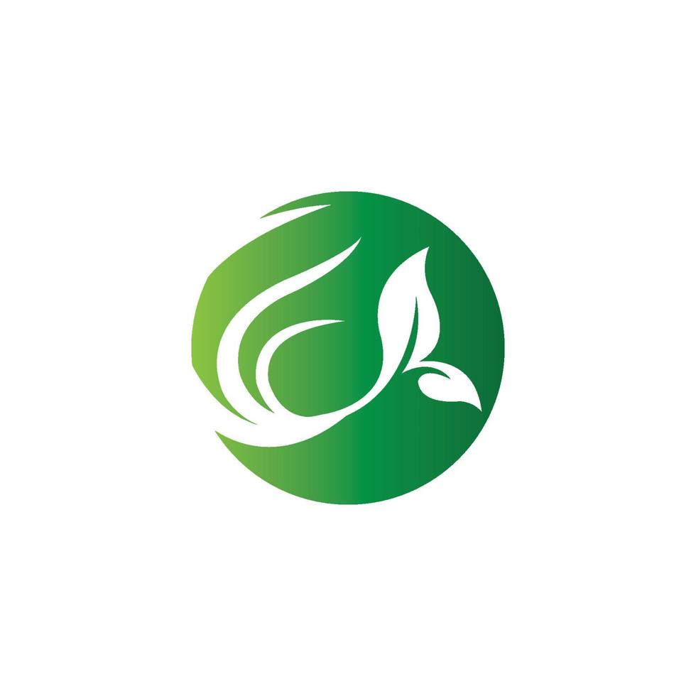 Simple green leaf icon vector logo