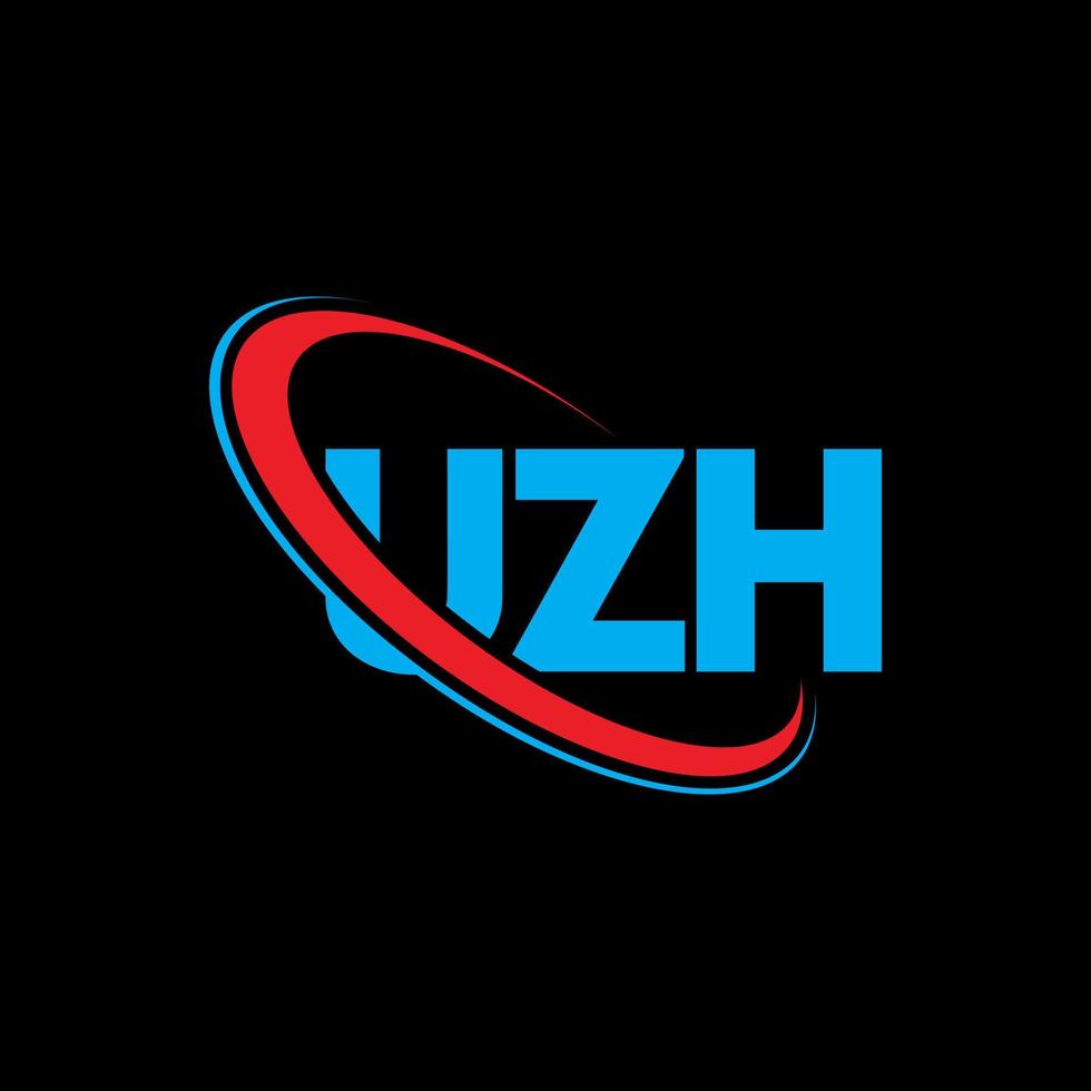 logotipo de uzh. carta uzh. diseño del logotipo de la letra uzh. logotipo de las iniciales uzh vinculado con el círculo y el logotipo del monograma en mayúsculas. tipografía uzh para tecnología, negocios y marca inmobiliaria. vector