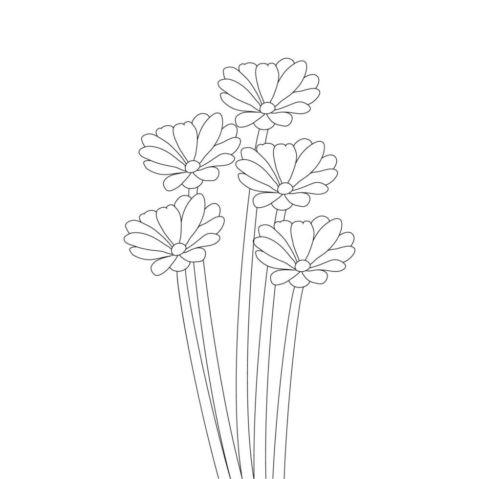 garden flower line art illustration coloring page for printing template design vector