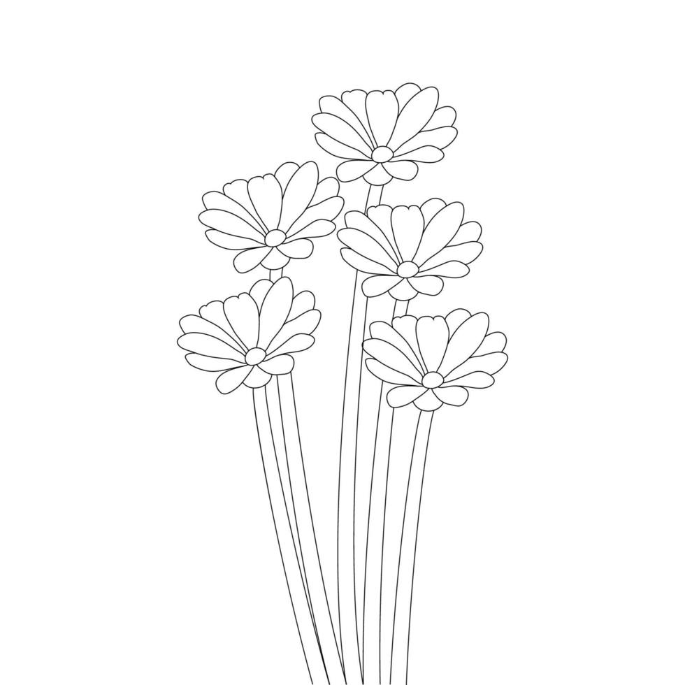 garden flower line art illustration coloring page for printing template design vector